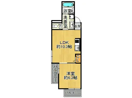 グランディオール杭瀬(1LDK/3階)の間取り写真