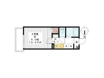 AJ六町(1K/1階)の間取り写真