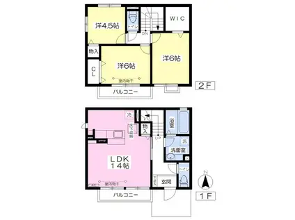 ルミエールB(3LDK/1階)の間取り写真