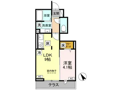 ディールーム甲州街道(1LDK/1階)の間取り写真