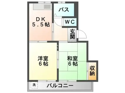 サンハピネス(2DK/2階)の間取り写真