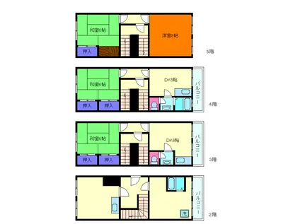 甲南町谷ビル(6DK/2階)の間取り写真