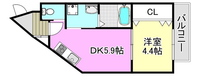 KORE・YIELD千里丘(1DK/1階)の間取り写真