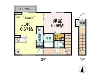 セレスティア北小岩(1LDK/2階)の間取り写真