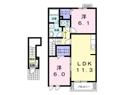 プレジールI(2LDK/2階)の間取り写真