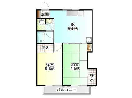 ローズガーデンA(2DK/2階)の間取り写真