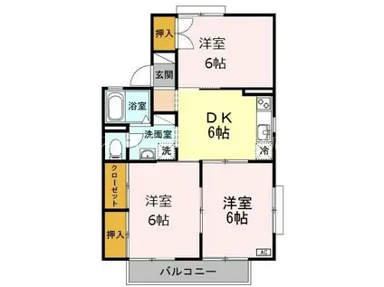 セジュール セゾン A棟(3DK/2階)の間取り写真