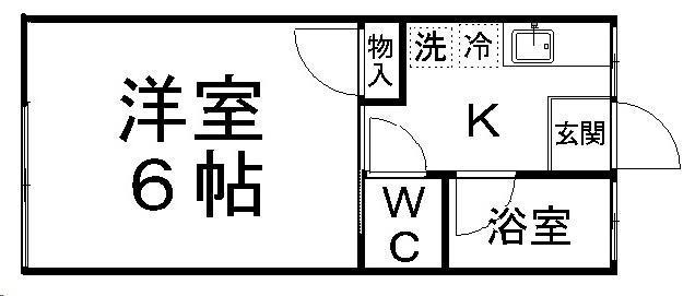 コーポ一高南A(1K/1階)の間取り写真