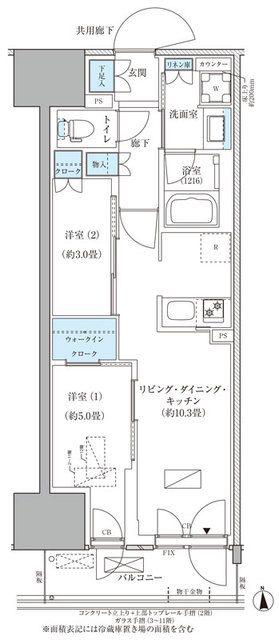 パークアクシス品川天王洲アイル(2LDK/4階)の間取り写真
