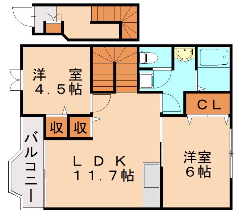 エル・シャルマン(2LDK/2階)の間取り写真