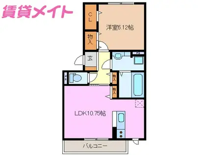グランビュー桑名(1LDK/2階)の間取り写真