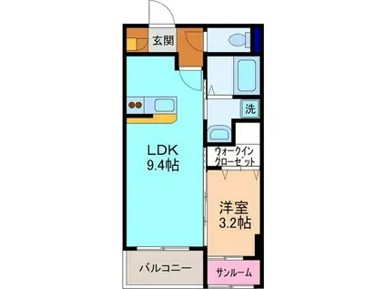 ミモザR-1(1LDK/2階)の間取り写真