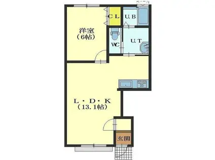 GRACIOUS(1LDK/1階)の間取り写真