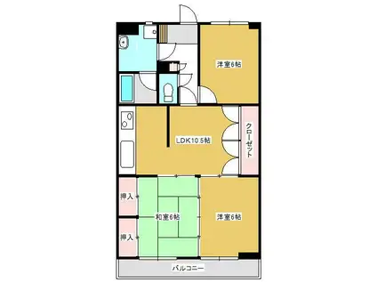 足利スカイタワー16(3LDK/6階)の間取り写真