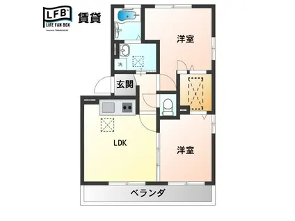 リーバーコーキ(2LDK/3階)の間取り写真