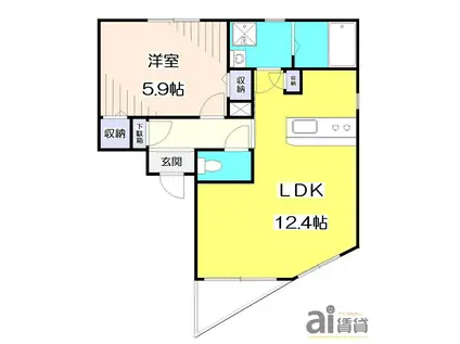 PORTONEポルトーネ(1LDK/4階)の間取り写真