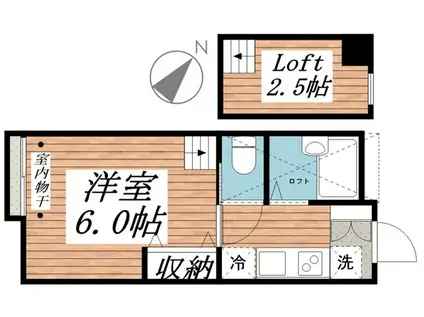 プレジール中町(1K/2階)の間取り写真