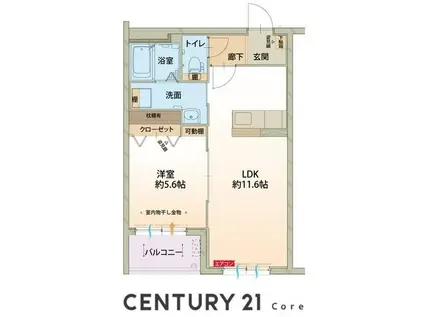 ホティック 野洲市市三宅(1LDK/1階)の間取り写真