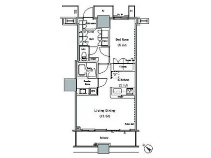 ザ 東京タワーズ ミッドタワー(1LDK/12階)の間取り写真