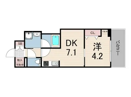 レオンコンフォート神戸駅前(1DK/4階)の間取り写真