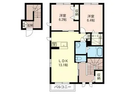 パレスドバシ III(2LDK/2階)の間取り写真