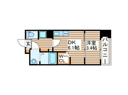 シェルグランデ原町本通(1DK/10階)の間取り写真