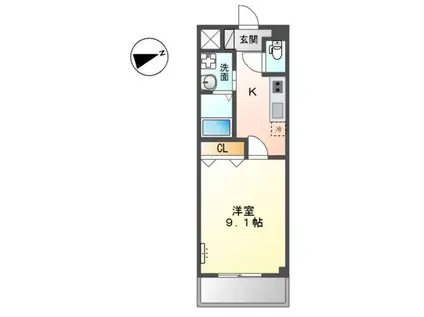 ラズベリー(1K/3階)の間取り写真