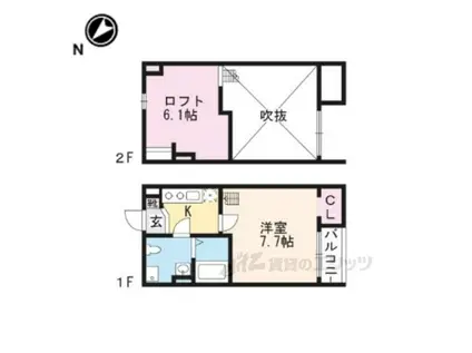 ルミエール淀(1K/2階)の間取り写真