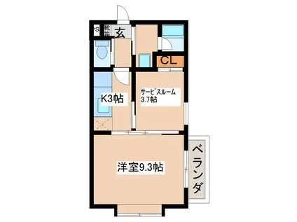 ピエッサ(1SK/1階)の間取り写真