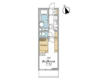 ウィンドテラス津田沼II(1K/1階)の間取り写真