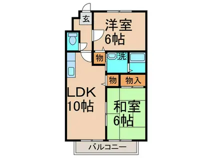 スカイテラス山田(2LDK/2階)の間取り写真