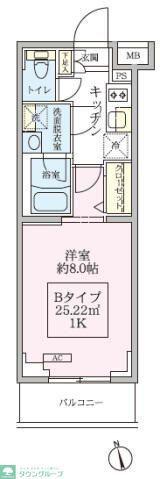 アイルグランデ川口(1K/1階)の間取り写真