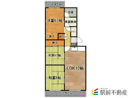 ファミール香椎II(3LDK/1階)の間取り写真