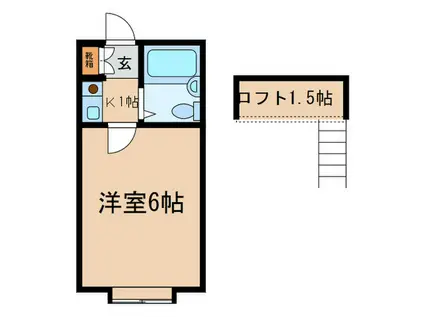 コスモ21河合(1K/2階)の間取り写真