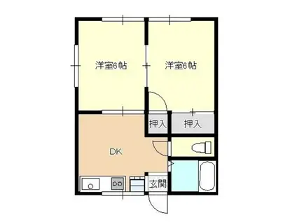 ヒルサイド鎌倉(2DK/2階)の間取り写真