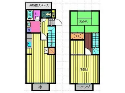 第1錦フルーツコーポ パイナップル棟(2LDK/1階)の間取り写真