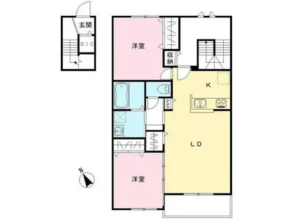 NOVガーデンハウス谷田部 G棟(2LDK/2階)の間取り写真