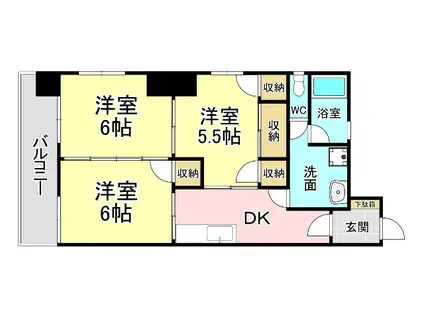 グラシアス砂津(3DK/2階)の間取り写真