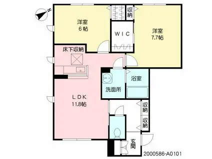 カーサ・ドマーニ A棟(2LDK/1階)の間取り写真