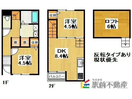 DESTINO小郡駅南B(2DK/1階)の間取り写真