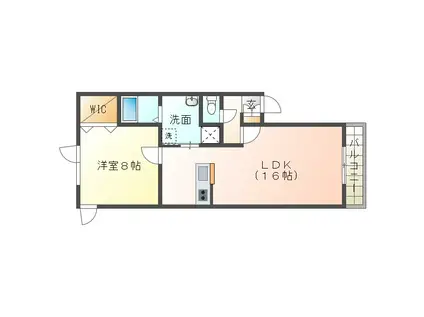 ハイツペガサス(1LDK/1階)の間取り写真