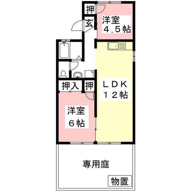 セジュール高貴(2LDK/1階)の間取り写真