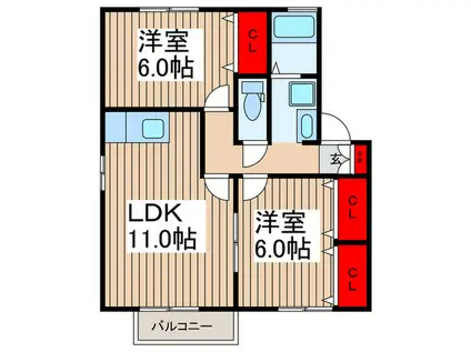 タプローコート(2LDK/2階)の間取り写真