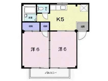 シティハイツ旭(2DK/2階)の間取り写真