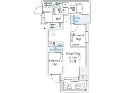 URBAN BREEZE 恵比寿 アーバンブリーズ恵比寿(2LDK/7階)の間取り写真