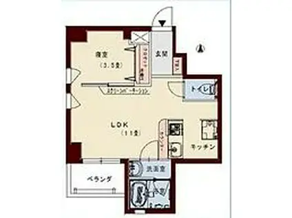 コリドールリブ(1LDK/6階)の間取り写真