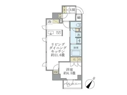 ジオエント駒込(1LDK/7階)の間取り写真