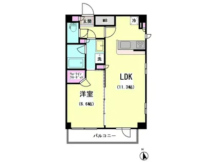 エスティメゾン大井仙台坂(1LDK/14階)の間取り写真