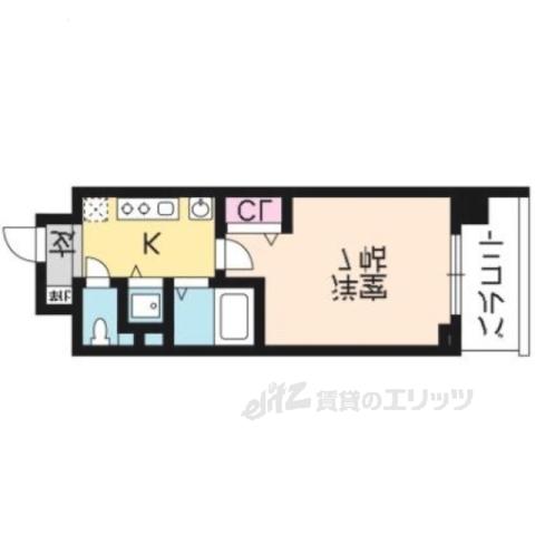 プレミアムステージ京大前(1K/1階)の間取り写真