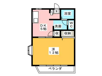 SB福岡(1DK/2階)の間取り写真